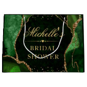 Groen en goud glinsterend marmeren agaat bruidsdou groot cadeauzakje (Voorkant)