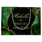 Groen en goud glinsterend marmeren agaat bruidsdou groot cadeauzakje (Achterkant)