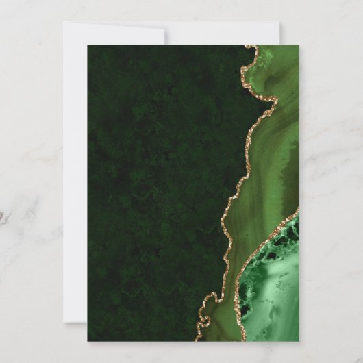 Groen en goud glitter Agate en marmer Wedding Kaart (Achterkant)