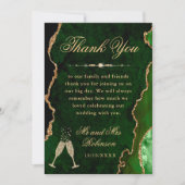 Groen en goud Glitter Agate & Marble Wedding Bedankkaart (Voorkant)