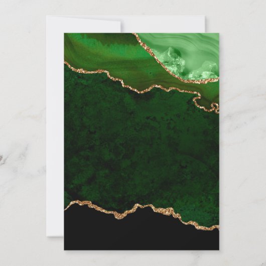 Groen en goud Glitter Agate & Marble Wedding Bedankkaart (Achterkant)
