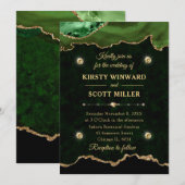 Groen en Goud Glitter Agate Marmer Bruiloft Kaart (Voorkant / Achterkant)