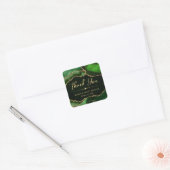 Groen en goud - Glitter Agate Sweet Sixteen Vierkante Sticker (Envelop)