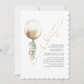 Groen en Goud Glitter Ballon Oh Baby shower Kaart (Voorkant)