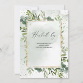 Groen en Goud Glitter Bruids Douche Uitnodiging (Achterkant)