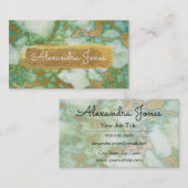 Groen en Goud Glitter en Sparkle Marble Visitekaartje (Voorkant / Achterkant)