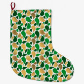 Groen en Goud Glitter Feestelijke Patroon Fusion Grote Kerstsok (Voorkant)