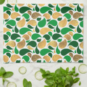 Groen en Goud Glitter Feestelijke Patroon Fusion Theedoek (Gevouwen)