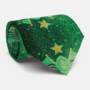 Groen en Goud Glitter Football Fan Spirit Sports Stropdas