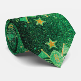 Groen en Goud Glitter Football Fan Spirit Sports Stropdas