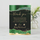 Groen en Goud Glitter Glam Tears Sweet 16 Bedankkaart (Staand voorkant)