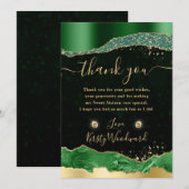 Groen en Goud Glitter Glam Tears Sweet 16 Bedankkaart (Voorkant / Achterkant)