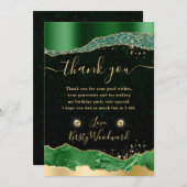 Groen en Goud Glitter Glam Tears Verjaardag Bedankkaart (Voorkant / Achterkant)