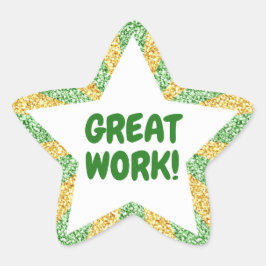 Groen en Goud Glitter Groot Werk Leraar Ster Sti Sticker