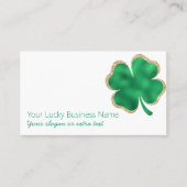 Groen en Goud Glitter Lucky Four Leaf Clover Visitekaartje (Voorkant)