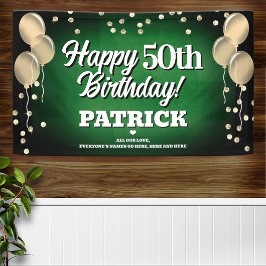 Groen en goud Happy Birthday Banner
