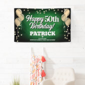 Groen en goud Happy Birthday Banner (Insitu)