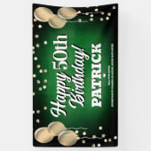 Groen en goud Happy Birthday Banner (Verticaal)