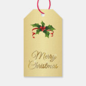 Groen en goud Holly Vrolijk Kerstfeest Cadeaulabel (Achterkant)