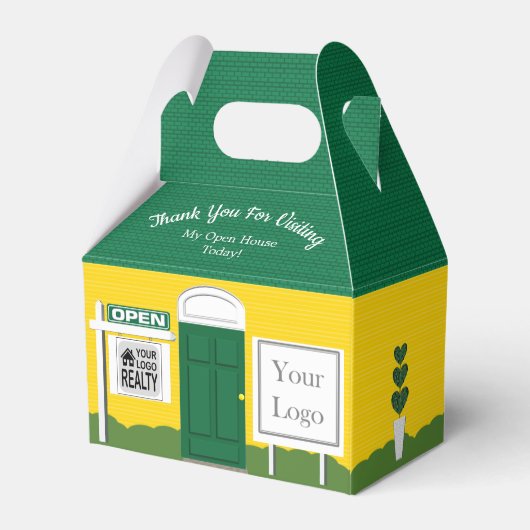 Groen en Goud Houten Teken Realtor Open Huis Bedankdoosjes (Achterkant)