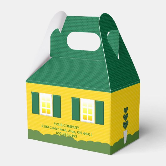 Groen en Goud Houten Teken Realtor Open Huis Bedankdoosjes (Voorkant Zijde)