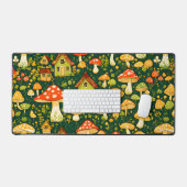 Groen en goud huisje kern bloem en paddenstoel bureaumat (Keyboard & Muis)