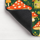 Groen en goud huisje kern bloem en paddenstoel muismat (Hoek)