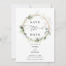 Groen en Goud Huwelijks Uitnodiging 'Save the Date