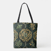 GROEN EN GOUD IERSE KELTISCHE KNOOPPATRONEN TOTE BAG (Achterkant)