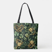 GROEN EN GOUD IERSE KELTISCHE KNOOPPATRONEN TOTE BAG (Achterkant)