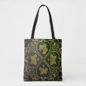 GROEN EN GOUD IERSE KELTISCHE KNOPEN TOTE BAG (Voorkant)