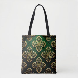GROEN EN GOUD IERSE KELTISCHE KNOPEN TOTE BAG