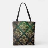 GROEN EN GOUD IERSE KELTISCHE KNOPEN TOTE BAG (Achterkant)