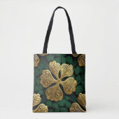 GROEN EN GOUD IERSE KELTISCHE KNOPEN TOTE BAG (Voorkant)
