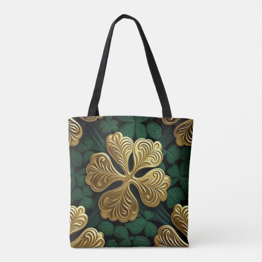 GROEN EN GOUD IERSE KELTISCHE KNOPEN TOTE BAG (Achterkant)