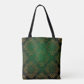 GROEN EN GOUD IERSE KELTISCHE KNOPEN TOTE BAG (Achterkant)