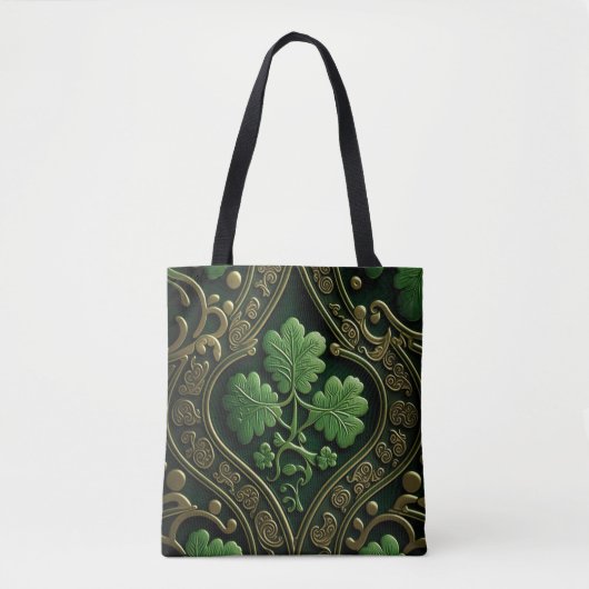 GROEN EN GOUD IERSE KELTISCHE KNOPEN TOTE BAG (Voorkant)