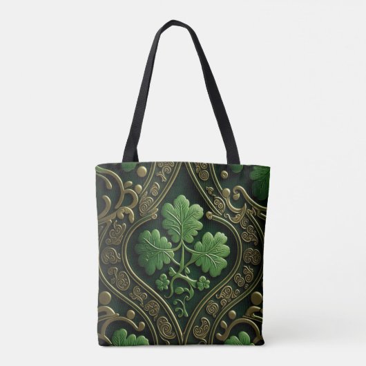 GROEN EN GOUD IERSE KELTISCHE KNOPEN TOTE BAG (Achterkant)