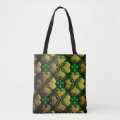GROEN EN GOUD IERSE KELTISCHE KNOPEN TOTE BAG (Voorkant)