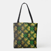 GROEN EN GOUD IERSE KELTISCHE KNOPEN TOTE BAG (Achterkant)