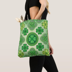 GROEN EN GOUD IERSE KELTISCHE THEMA SCÈNES TOTE BAG