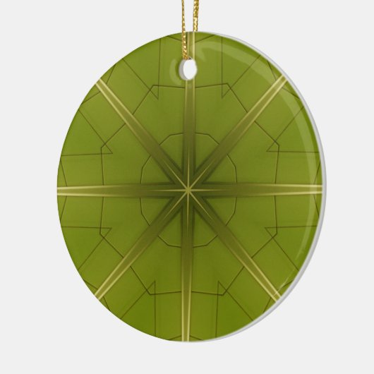 Groen en goud keramisch ornament (Links)