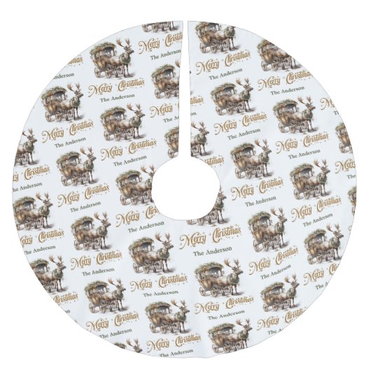 groen en goud Kerst Rendier koets Kerstboom Rok (Voorkant)