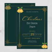 Groen en Goud Kerstavond Party Kaart (Voorkant / Achterkant)