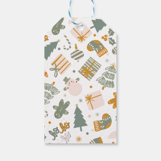 Groen en Goud Kerstfeest Cadeaulabel (Achterkant)