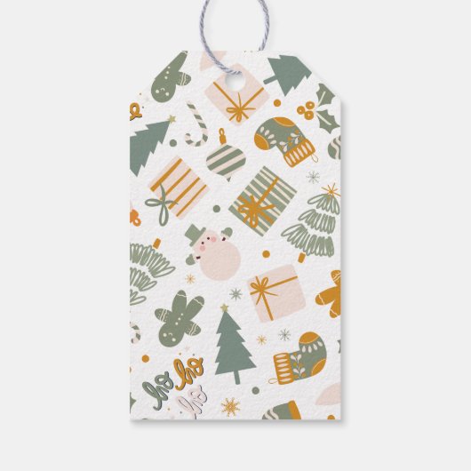 Groen en Goud Kerstfeest Cadeaulabel (Achterkant)