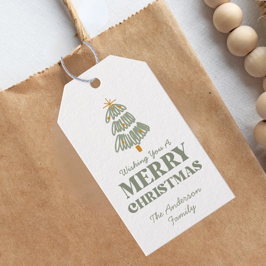 Groen en Goud Kerstfeest Cadeaulabel