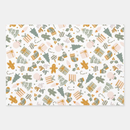 Groen en Goud Kerstfeest Inpakpapier Vel (Voorkant 3)