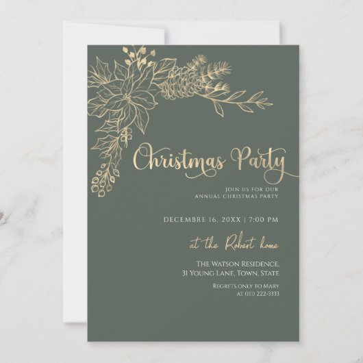 Groen en goud kerstfeest kaart (Voorkant)