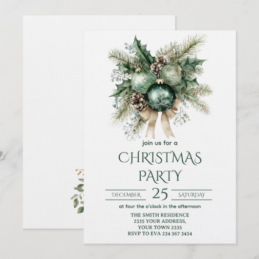 Groen en Goud Kerstfeest Kaart (Voorkant / Achterkant)